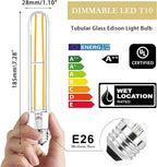 7.3 Inch E26 Led Bulb 6W Dimmable, 2700K Soft White Edison Bulbs 800LM, Equal 80 Watt Tubular T10 T9 Long Clear Glass Light Bulb for Rustic Pendant Industrial Pipe Wall Sconces - 2Pack