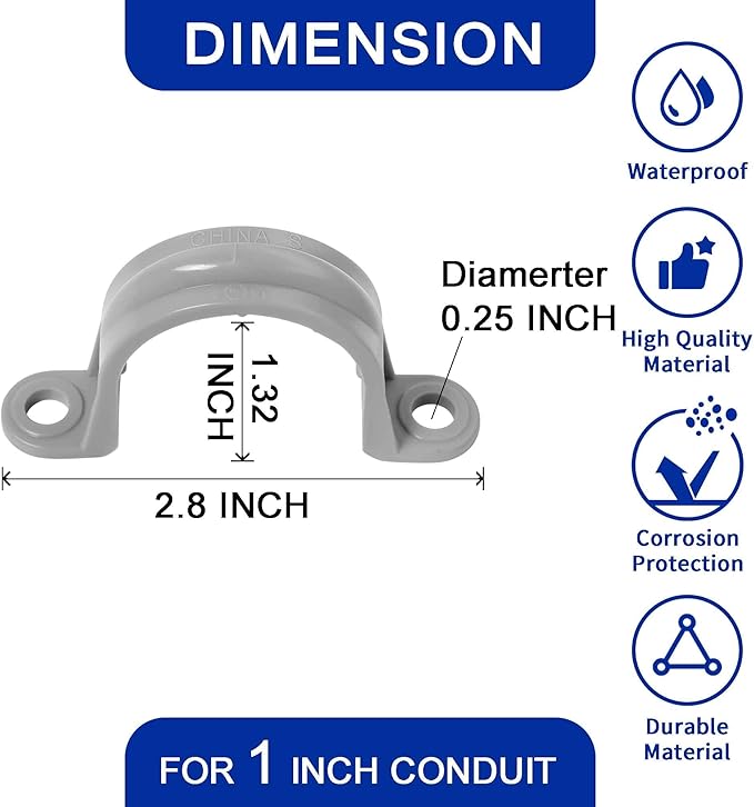 (1" Conduit Strap 30 Pack) Yariwiz 1 inch Plastic PVC Flex Electrical Conduit Strap Clamp Fittings