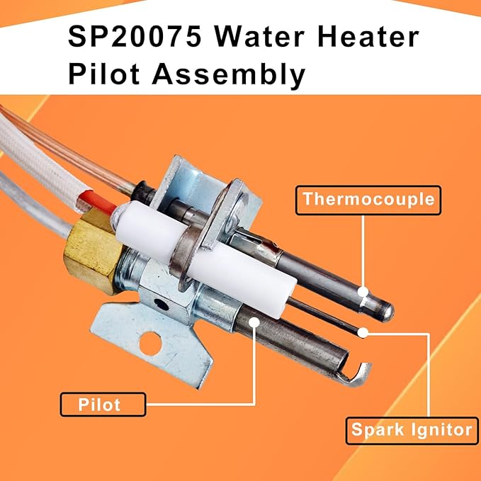 Upgraded SP20075 SP20305A Pilot and Igniter Assembly Kit Compatible with Richmond Water Heater Pilot Assembly, for PROTECH, GE, Rheem Natural Gas Water Heater Parts, Includes Burner Door Gasket