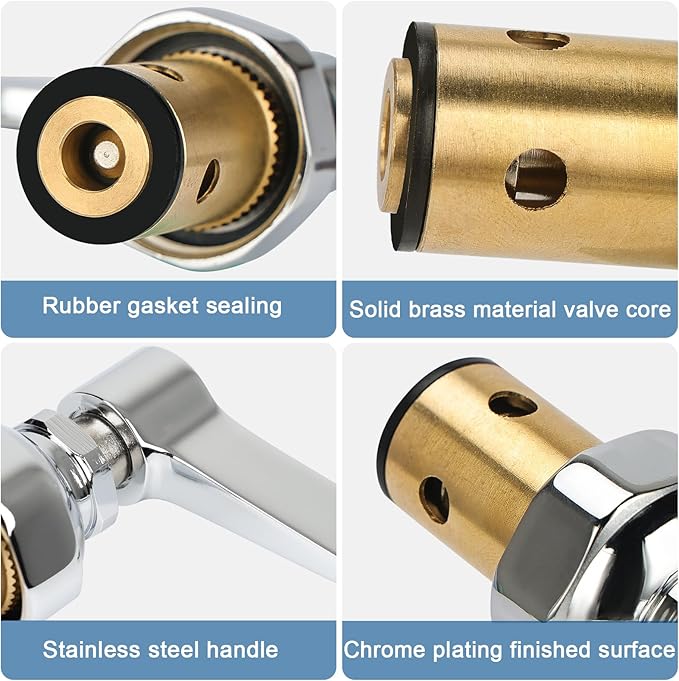 COOLWEST Hot and Cold Handle Stem Assembly for T&S Brass Faucets - Compatible with 002713-40 002714-40 Spindle Assembly Cartridge for Eterna Valve Replacement Part