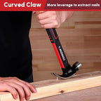 ARROW 16oz Claw Hammer with Shock-Absorbing Fiberglass Handle, Smooth Face and Forged Steel Head, Curved Claw Hammer for Carpentry and General Purpose
