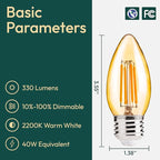 ALAMPEVER E26 LED Bulb 40 Watt, Chandelier Light Bulbs, 2200K Warm White Candelabra LED Bulbs, 24 Pack Candle Light Bulbs