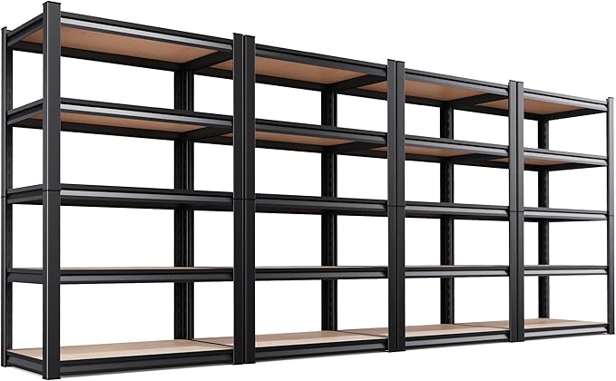 Set of 4 Garage Shelving-2050LBS 5 Tier Storage Shelves,Adjustable Heavy Duty Metal Shelving Unit and Storage Large Rack,Utility Steel Shelf For Shop Warehouse Industrial Pantry Basement 71"x35"x16"