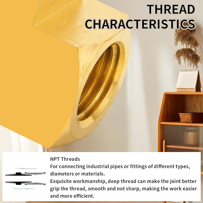 ChillWaves Brass Pipe Fitting, Barstock Tee 1/8" x 1/8" x 1/8" NPT Female Thread Adapter(3-PACK)