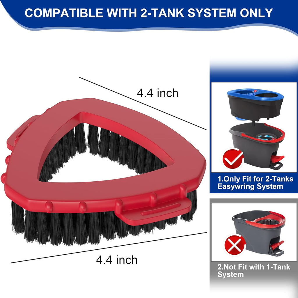 Triangle Scrub Brush Head — Aftermarket Replacement for 2‑Tank Snap‑On Spin Mop Systems, Outward‑Angled Bristles for Corners & Edges — Deep‑Clean Floor Brush, 1‑Pack