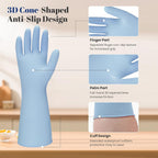 Rubber Kitchen Dishwashing Gloves - 3 Pairs Reusable Household Cleaning Gloves, Flexible and Durable & Non-slip Cleaning Gloves, Great for Kitchen, Bathroom, Laundry (Medium, Pink+Blue+Grey)