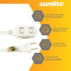 Sunlite 04140-SU 20-Foot Household Extension Cord, Three 2-Prong Polarized Sockets, Tamper Guards, Indoor Use, for Small Appliances, Electronics, Lamps, Fans, Mobile Devices, ETL Listed, 20', White