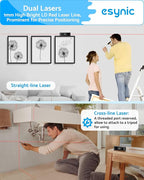 eSynic Portable Digital Angle Finder with Laser IP54 Waterpoof Digital Inclinometer 2 Backlight LCD Display Aluminium Alloy Rechargeable Laser Level Tool With Cross Leveling Line(Laser Level Class II)