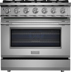Empava 36 Inch Pro Gas Range with True Convection Oven, 6 Sealed Burners (4x25K + 2x18K BTU), Premium Porcelain Cooktop (Easy to Clean), Stainless Steel Construction, LP Kit Included, ETL Certified