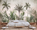 Tropical Greenery and Leaves Mural, Large Art Backdrop Wallpaper, Sofa Backdrop and TV Backdrop Wall Mural(Non-self-Adhesive)