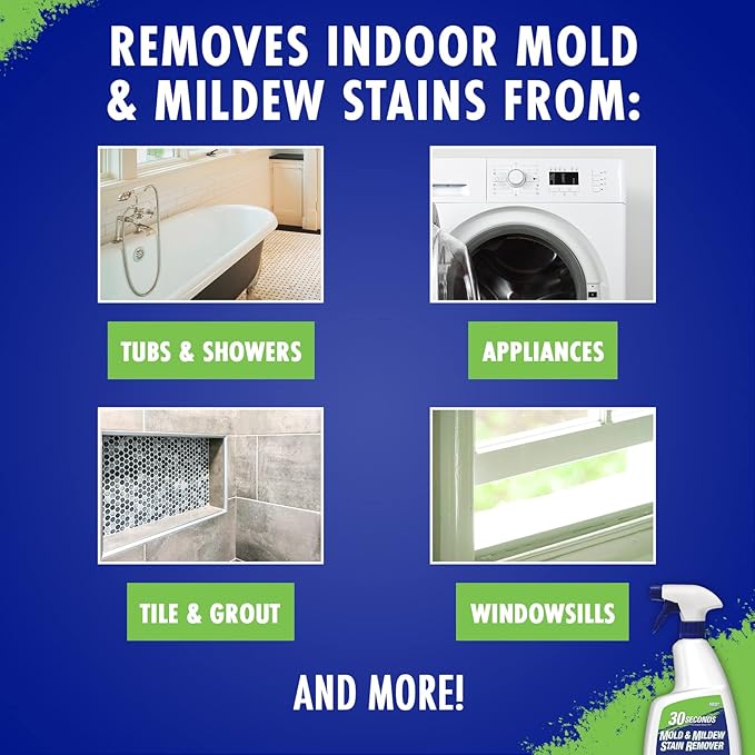 30 SECONDS Mold & Mildew Stain Remover Spray- Indoor & Outdoor Use - 2 Pack (2)