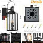 20" Black Motion Sensor Outdoor Lights with GFCI Outlet, Dusk to Dawn Exterior Lighting Fixtures, Porch Lights with GFCI Outlet Built-in, Waterproof Outdoor Wall Sconce for House Front Door Patio