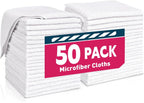 White Microfiber Towels- 50 Pack, Microfiber Cleaning Cloths Bulk, Microfiber Towels for Cars, Cleaning Rags (12x12 inches)