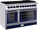 Akicon 48" Freestanding Gas Cooktop Oven Combo, Features 8 Sealed Burners, 6.7 Cu.ft Rapid Convection Oven, Convertible Fuel (NG/LP), Durable Cast Iron Grating (CBSCBSB1)