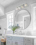 Brushed Nickel Bathroom Vanity Light, HWH 4-Light Vanity Light Fixture Modern Vanity Wall Sconce Lamp Over Mirror with Square Glass Shade, 5HY68B-4W BN