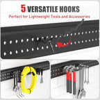 Garage Tool Organizer Wall Mount 64 inches with 13 Adjustable Heavy-Duty Hooks, Garage Organization, Garden Tool Storage Rack, Yard, and Shed, Holds Up to 520 lbs