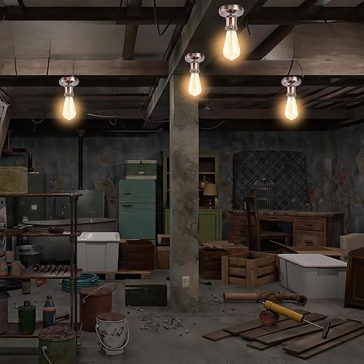 E26/E27 Screw Head Light Socket 100-240V Vintage Ceiling Light Wall Lamp Bulb Holder Socket for Hallway,Kitchen,Basement,Garage,Bar,Restaurant (Bronze)