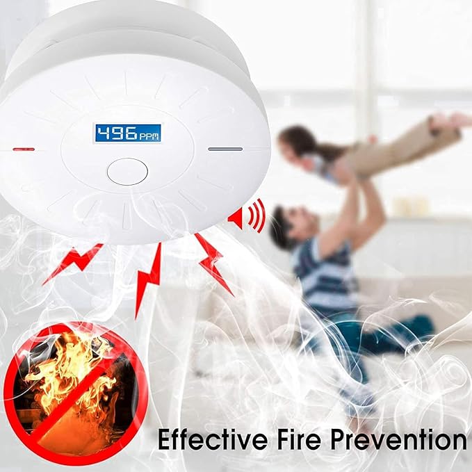 3 Pack 10 Year Battery Operated Smoke Detector and Carbon Monoxide Detector, Travel Portable Photoelectric Fire Co Alarm for Home, Kitchen
