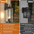 BesLowe 18” Upgraded Motion Sensor Outdoor Wall Lights, Dusk to Dawn Porch Lights Outdoor Wall Sconces, 3 Lighting Modes Exterior Lighting Fixtures with Hooks, Bronze Outside Lights for House, 2-Pack