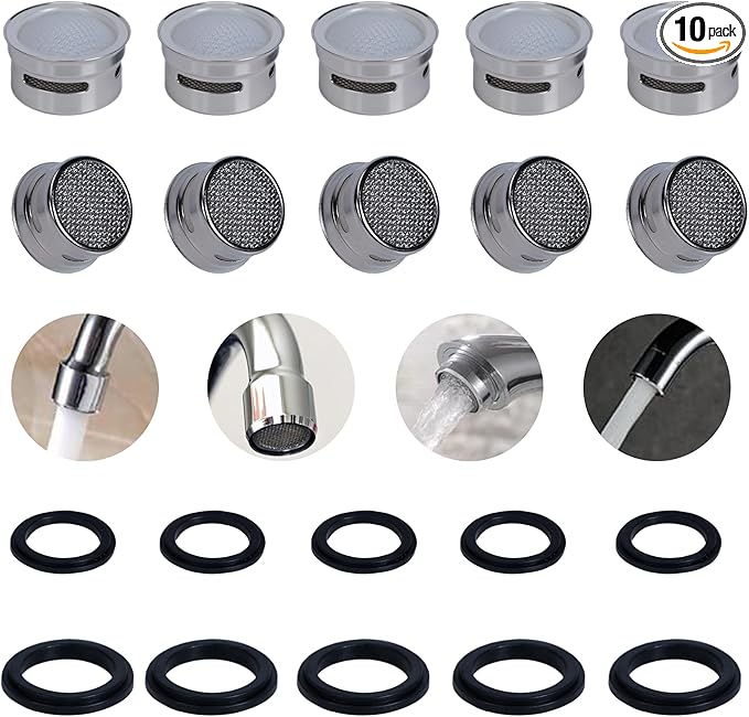 LYWBYZ Faucet Areator,10Pcs Flow Restrictor Plug-In Faucet Aerator Replacement Parts,For Bathroom or Kitchen Sink