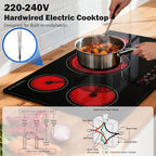 SNDOAS 36 inch Electric Cooktop,5 Burners 9000W Built-in Glass Ceramic Electric Stove Top w/Touch Control,9 Power Levels,Child Lock,Triple-Ring Zone,240V Hardwired for Kitchen Countertop 36"