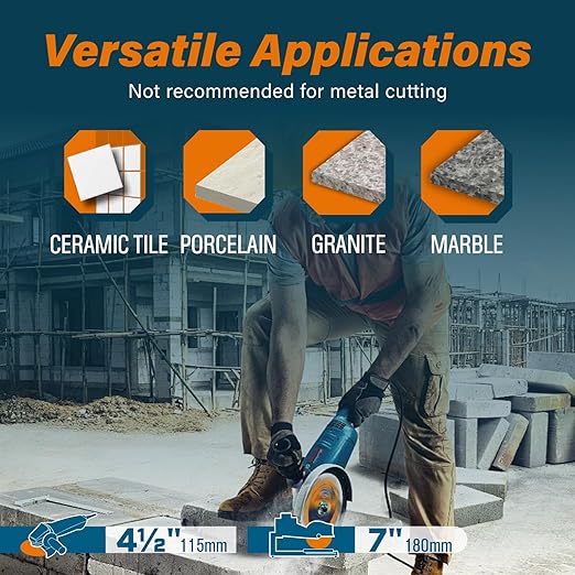 4.5 Inch Ultra-Thin Turbo Mesh Diamond Blade for Porcelain, Ceramic, Marble, Granite Cutting, 2 Pack for Handheld and Angle Grinders, Dry and Wet Use