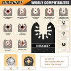 50PCS Multi Tool Blade Kits, Professional Titanium Oscillating Tool Blades for Metal, Wood, Plastic, Curved Edge Oscillating Saw Blades Compatible with Dewalt Milwaukee Ryobi Rockwell Fein