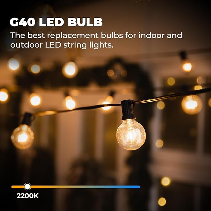Replacement LED Light Bulbs 15 Pack, Shatterproof Outdoor String Light Bulbs Fit E12 Screw Base for Party, Garden, Patio Decor, Warm White
