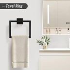 YACVCL Matte Black Towel Bar Set 10-Piece Bathroom Hardware Accessories Set,Black Bathroom Towel Holder Set 23.6 Inch Towel Bar Stainless Steel Wall Mounted Towel Rack Set