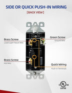 AIDA Single Pole Rocker Decora Light Switch, 15 Amp Self-grounding Electrical Light Switches, Residential Grade, UL Listed (50, Glossy Black, Without Wall Plate)