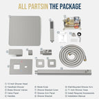 Shower Faucet Set Bathroom Square Rain Shower Head and Handle Set, Wall Mounted Shower Fixtures, Full Metal Trim Repair Kit 12 inch Brushed Nickel (With Shower Valve)