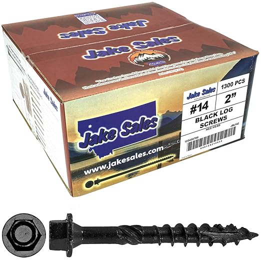 Jake Sales #14 X 2 Heavy Duty Black Timber/Log/Landscaping Wood Screws - Exterior Coated Heavy Duty Screws. 1 x Full Box - 1,300 Screws