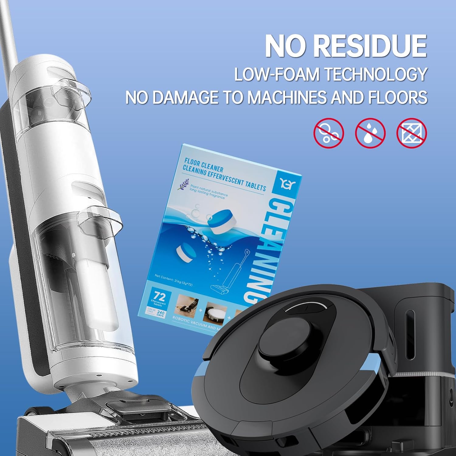 YGY Floor Cleaning Tablets,Compitable with Tineco Cleaning Solution|Clean Machine and Floor 2 in1-Getting Rid of Machine Odors|Cleaning Tablets are Easy and Safe to Use，72 pack