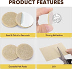 BALEINE 141PCS Felt Furniture Pads, Multi-Size Felt Pads for Chair Legs, Tables, Beds, Scratch-Reducing Floor Protectors for Hardwood Floors, Tile, Vinyl, and Laminate (141PCS, Beige)