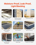 VEVOR 14 Mil Plastic Sheeting Heavy Duty 10' x 100', Thick Plastic Sheeting Roll, Plastic Drop Cloth Painters Tarp Covering for Crawl Space Vapor Barrier, Black and White Double-Sided, Multi-Purpose