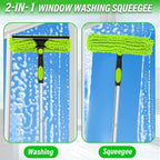 4.5M/14.7ft Window Cleaning Squeegee Tools, 3-in-1 Window Washing Kit with 10 Extension Pole, 2 Microfiber Cloth Brush & Squeegee, Telescopic Window Cleaner Tool for High Window, Car Glass
