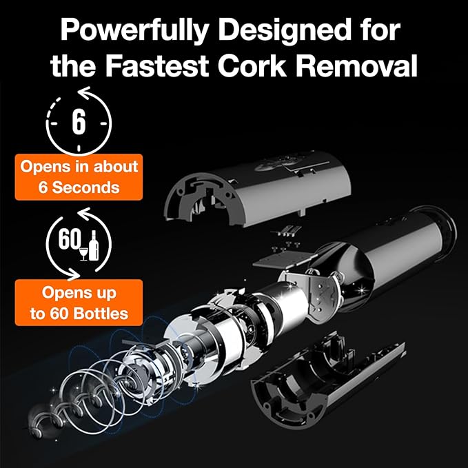Electric Wine Opener, Battery-Powered, Cork Puller, Foil Cutter Included, Simple Design, Effortless and Enjoyable Wine Cork Removal, Convenient Wine Accessory, Best Choice for Wine Lovers(Black)