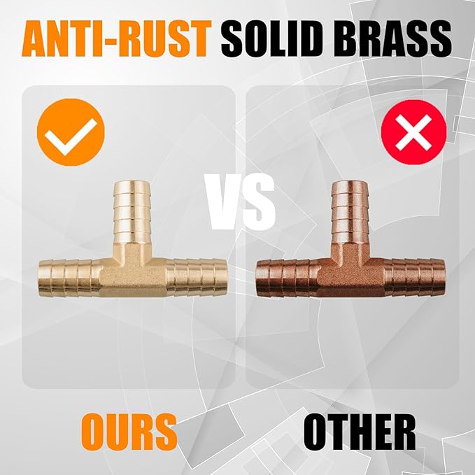 136Pcs Brass Hose Barb Fittings Assortment Kit Barb Splice/Female Adapter/Coupler/Tee/Male Elbow NPT Thread 1/8" 3/16" 1/4" 5/16" 3/8" 1/2" Air Hose Fittings with Pipe Clamps for Water/Air/Fuel