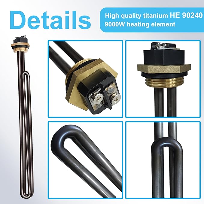 Titanium HE 90240 Heating Element for ECO18 24 27 36 Tankless Water Heater,240V 9000W Water Heater Element Replacement SGB-2903 HA-P004 HA-P005