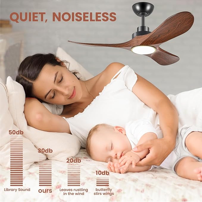 42" Ceiling Fans with Lights, Low Profile Modern Ceiling Fan with Remote Control, DC Motor,Reversible, 3CCT, Dimmable, Noiseless, Indoor Outdoor Ceiling Fans for Bedroom, Living Room, Dining Room