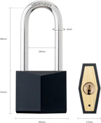 2-Pack Keyed Alike Locks, Black Covered Brass Keyed Padlock with Stainless Steel Long Shackle, 1-9/16 Inch Lock Body, Rustproof Locks for Gate Fence Hasp Cabinet Toolbox Gym or School Locker