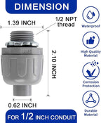 (1/2" Conduit Parts 60 Pack) Yariwiz 1/2 PVC Electrical Conduit Fitting Plastic Liquid Tight Conduit Connector Kit, Include 20 Conduit Couplings, 20 Conduit 90 Degree Elbows and 20 Conduit Straps