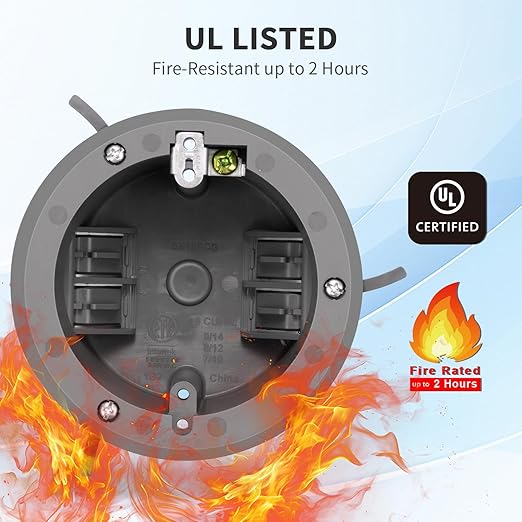 100 PK Round Old Work Electrical Box, 18 Cubic Inch Round Ceiling Electrical Box for Old Work, PVC, ETL Listed to UL514C and UL263, Fire Rated for Two Hours