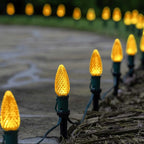 Wintergreen Lighting Box of 25 OptiCore C9 LED Gold Christmas Light Bulbs - Replacement LED Christmas Lights Heavy Duty Premium Outdoor Christmas Lights, E17 Base (Gold Faceted)