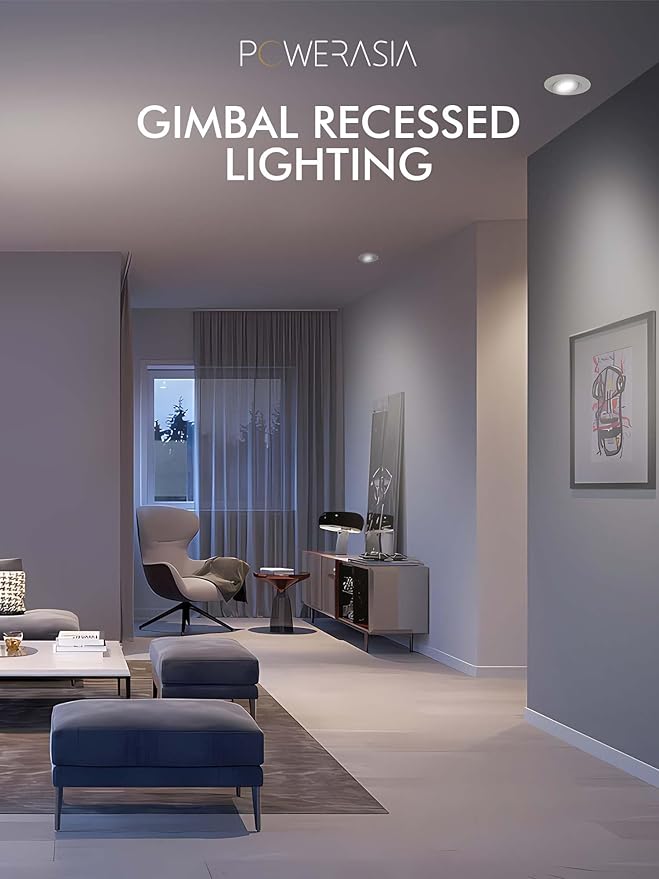 8 Pack 6 Inch Gimbal LED Recessed Lighting with Junction Box, 5CCT 2700K-6000K Selectable, 360°+90° Adjustable Directional Eyeball Light, 15W 1300LM Slim Canless Downlight - ETL and Energy Star