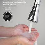 Hibbent 3-Function Pull Down Kitchen Faucet Head Replacement with 12 Adapters, NSF/ANSI/CAN 61 & CUPC Certified Sink Spray Nozzle, Compatible with Moen, Delta, Kohler Faucets, Chrome