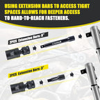 16 PCS 1/2" Drive Swivel Socket Set, Impact Swivel Socket Set, Universal Impact Socket Set, Wobble Socket, 6-Point, Metric, 10-22mm, CR-MO, with Extension Bars and Adapter