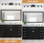Modern 6 Light Bathroom Light Fixtures,38 inch Vanity Lights for Bathroom with Clear Glass, Black Vanity Light for Mirror Kitchen Living Room Hallway Cabinet Porch