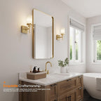 Vanity Lighting Fixtures with White Frosted Glass Gold Wall Lamp for Bathroom Mirror Bedroom, Living Room, Kitchen Cabinet, Washroom Porch T001GD-L1