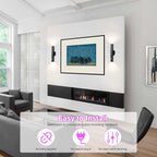 Battery Operated Wall Sconce, Rechargeable Wall Lights with Motion Sensor, Remote Control, Dimmable Metal Magnetic Wall Lamp for Decor, Bedroom, Living Room, Night Light (Black, 1Pcs)